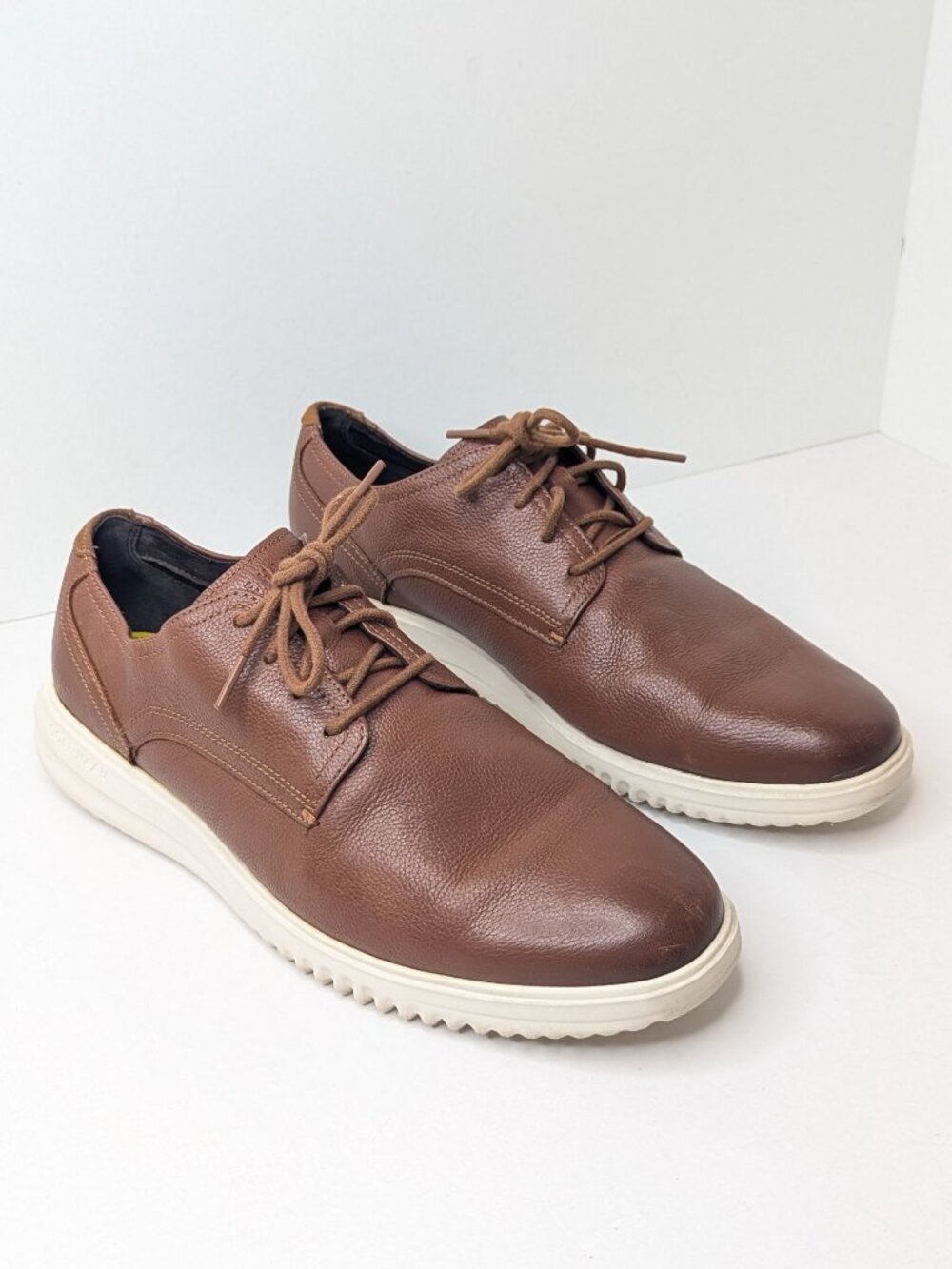 Cole Haan Grand+ Plain Toe Oxford Brown Leather Mens 10.5 Wide